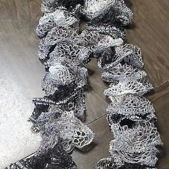 Women's Black, Gray, White Sparkle Bling Long Sashay Scarf Ribbon Type Handmade - Picture 3 of 3